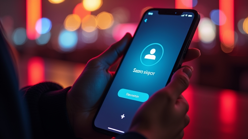 Smartphone mit Login-Bereich der Casino-App in dunkler Casino-Atmosphäre