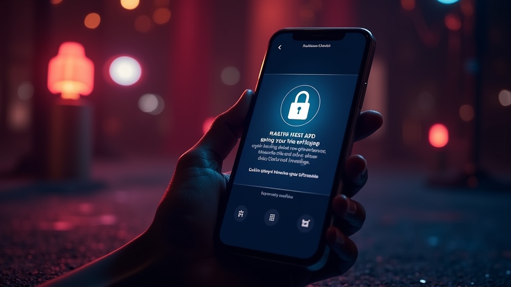 Smartphone mit sicherer APK-Prüfung vor dunklem Casino-Hintergrund