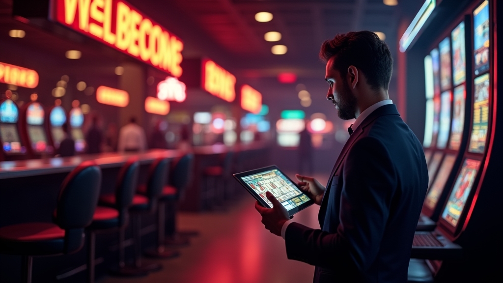 Willkommensbonus im Casino mit leuchtenden Bonusanzeigen und Chips